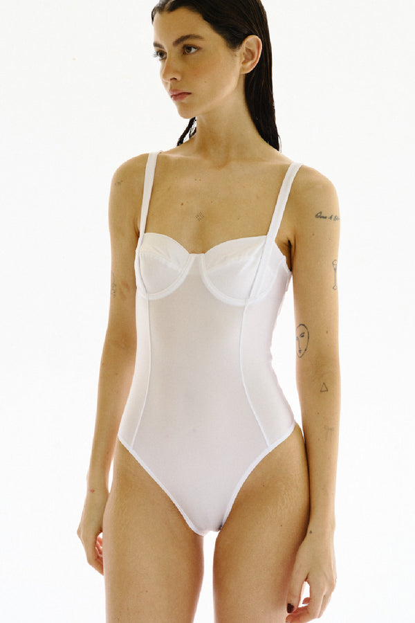 BLANCA BODYSUIT LEATHER BLANCO